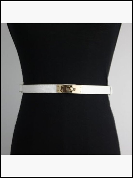 Adjustable Thin Leather Belt with Alloy Turn Lock for Dresses and Jeans main image 6